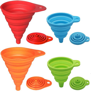 New ListingKitchen Funnel Set 4 Pack, Small and Large, Kitchen Gadgets Accessories Foldable