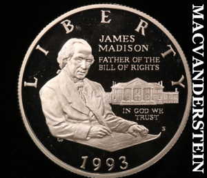 1993-S James Madison Commemorative Silver Half Dollar - Gem Proof Lustrous #V741