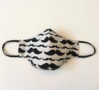 Handmade Adult Cloth Face Mask Mustaches with nose wire chin piece lined Cotton