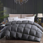 Luxury Hungarian King Size Goose Down Comforter 100% Cotton 1200TC White/Gray