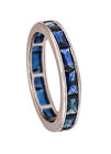 Modern Eternity Band 18Kt White Gold With 3.03 Ctw French Baguette Cut Sapphires