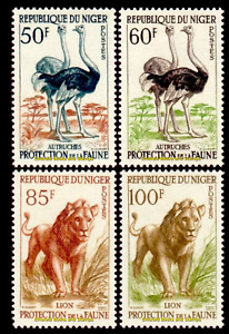 EBS Niger 1960 - Wildlife - Ostrich - Lion - NE 105-108 - MNH** - cv $31