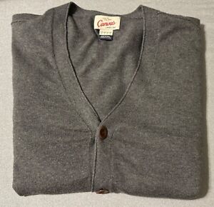 Lands End Canvas Cotton-Cashmere Grey Cardigan Sweater ~ Men's Small