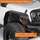 2Pcs Flat Front Fender Flares w/ Turn Signal Lights For 07-18 Jeep Wrangler JK (For: Jeep)