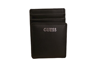 NEW WITH TAGS MEN'S GUESS FRONT POCKET WALLET BLACK ID CREDIT CARD MAGNET