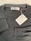 Brunello Cucinelli Mens Sweater Gray Cashmere Pullover Grey IT 54 XXL