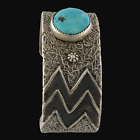 Navajo Stewart Billie Hand Carved Tufa Cast Sterling Silver Turquoise Bracelet