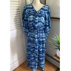 AVENUE Womens Dress Maxi Cover Up Blue Tie Dye Pattern Flutter Sleeve | 22/24