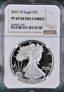 2022 w proof silver eagle ngc pf69 uc brown label with coa