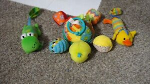 Infantino Turtle Crinkle Rattle Mirror Play Hanging Plush Baby Toy Lot Set of 3