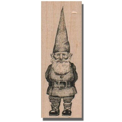 LARGE GNOME Rubber Stamp, Garden Gnome Statue, Mushroom, Gnomes, Woods, Elf, NEW