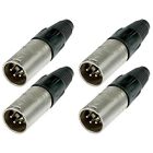 4x Neutrik NC4MX 4 Pin XLR Male Jack Cable Audio Connector with Nickel Housing