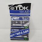 New ListingTwo Pack TDK AD90 Blank Audio Cassette Tapes, Normal Position New - NOS, Sealed