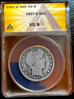 1907-D Barber Silver Half Dollar ANACS VG-8 - Rich, Frosty Luster