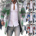 Men's Medium Long Cardigan Print Classic Windbreaker Long Sleeve Sweatshirt Coat