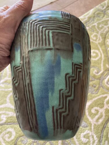 New ListingROOKWOOD pottery vase WILHEMINA REHM Art Deco 7” Vase 1931 Geometric