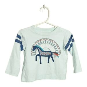 Tea Collection Top Girls Long Sleeve Dakota Tee Horse Graphic Mint 9-12 Months
