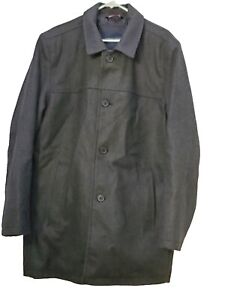 Tommy Hilfiger Charcoal Wool Blend Over Coat Trench Quilt Lined Button Men's XXL