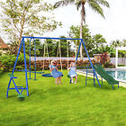Outsunny Metal Swing Set for Kids with Double Swings Slide Seesaw Glider