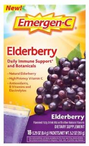 Emergen-C Immune+ Vitamin C 1000mg Supplement Elderberry Fizzy Drink Mix 18 ct