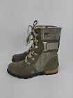 Sorel Major Carly Size 7.5 Olive Combat Zip Up Boots NL2158-383 Womens