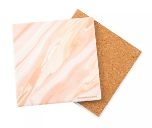 THIRSTYSTONE Pink & Orange Marble Coaster, Set of 4 Tabletops Surfaces Safe