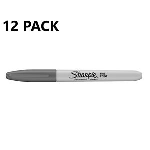 Sharpie Permanent Markers, Fine Point, Slate Gray, 12 Pack