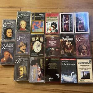 Lot of 17 Classical Cassette Tapes: Masterpiece, Glass Music, Handel, Strauss