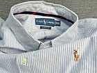 Mens Polo Ralph Lauren L/S Oxford Button Down Shirt - sz XXL Blue / White Stripe