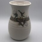 Hand Made Art Pottery Vase With Painted Cotton Plumes