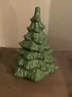 Green Ceramic Christmas Tree Without Bulbs 7 1/4 Height Top Has Light Holes 2 Pc