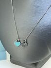 TIFFANY & Co. Return to Mini Double Heart Pendant Necklace Enamel Blue USED