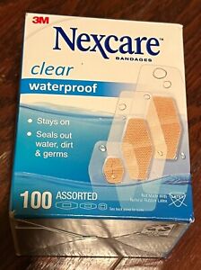 New ListingNexcare Bandages CLEAR WATERPROOF Assorted Sizes 100ct BIG BOX