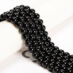 Black Onyx Smooth Round Beads 4mm 6mm 8mm 10mm 12mm 14-20mm 15.5