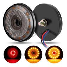 2PC Motorcycle Turn Signal Lights LED Reflector Round Tail Brake Stop Amber Red