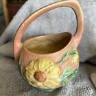 roseville pottery Basket Pink With Yellow Flowers