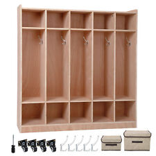 5-Section Classroom Coat Locker 10 Cubbies with 4 caster 5 Hook 2 Storage Box