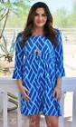 New PLUS SIZE Womens AQUA BLUE SILKY BOHO BABYDOLL 3/4 DRESS USA XL 1X TRUE