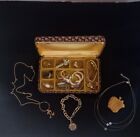 Vintage Costume Jewelry box Lot  Necklace, Earrings, brooches