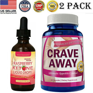 Raspberry Ketone Liquid Drops & Crave Away Appetite Control Dietary Supplements