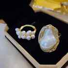 Fashion Luxury Vintage Niche Design Baroque Pearl Ring Women Rings Jewelry Gift