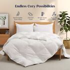 Oversized Comforter White Goose Feather and Down Fiber Fill, King or Full Size