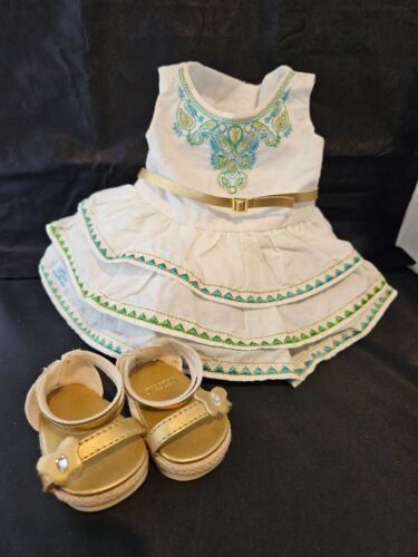 American Girl Lea Clark Celebration outfit with Gold Sandals