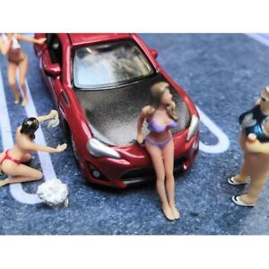 1/64 S Scale Bikini Diorama Car Wash Sister People Figure for  Lover  A