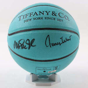 Magic Johnson & Jerry West Signed Tiffany & Co. x Spalding Basketball with All W