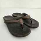 Olukai Mea Ola Leather Beach Sandals Mens 10 Brown Engraved Insole Travel