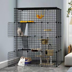 Large Cat Cage 4 Tier DIY Enclosures Indoor Cat Playpen Detachable Metal Wire In