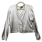 Zara Cropped Cardigan Womens Medium M Gray Lightweight Knit Sweater Relaxed