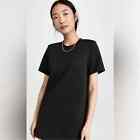 New ListingGood American Black Shift Dress Short Sleeve Padded Modern Simple Mini Sz 2