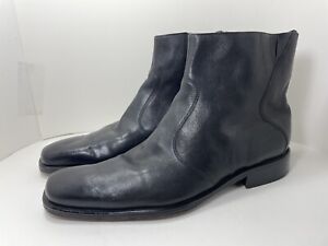 FLORSHEIM IMPERIAL Beatle Boots Men's  Leather Black Ankle Zip Biker Sz 13 EEE